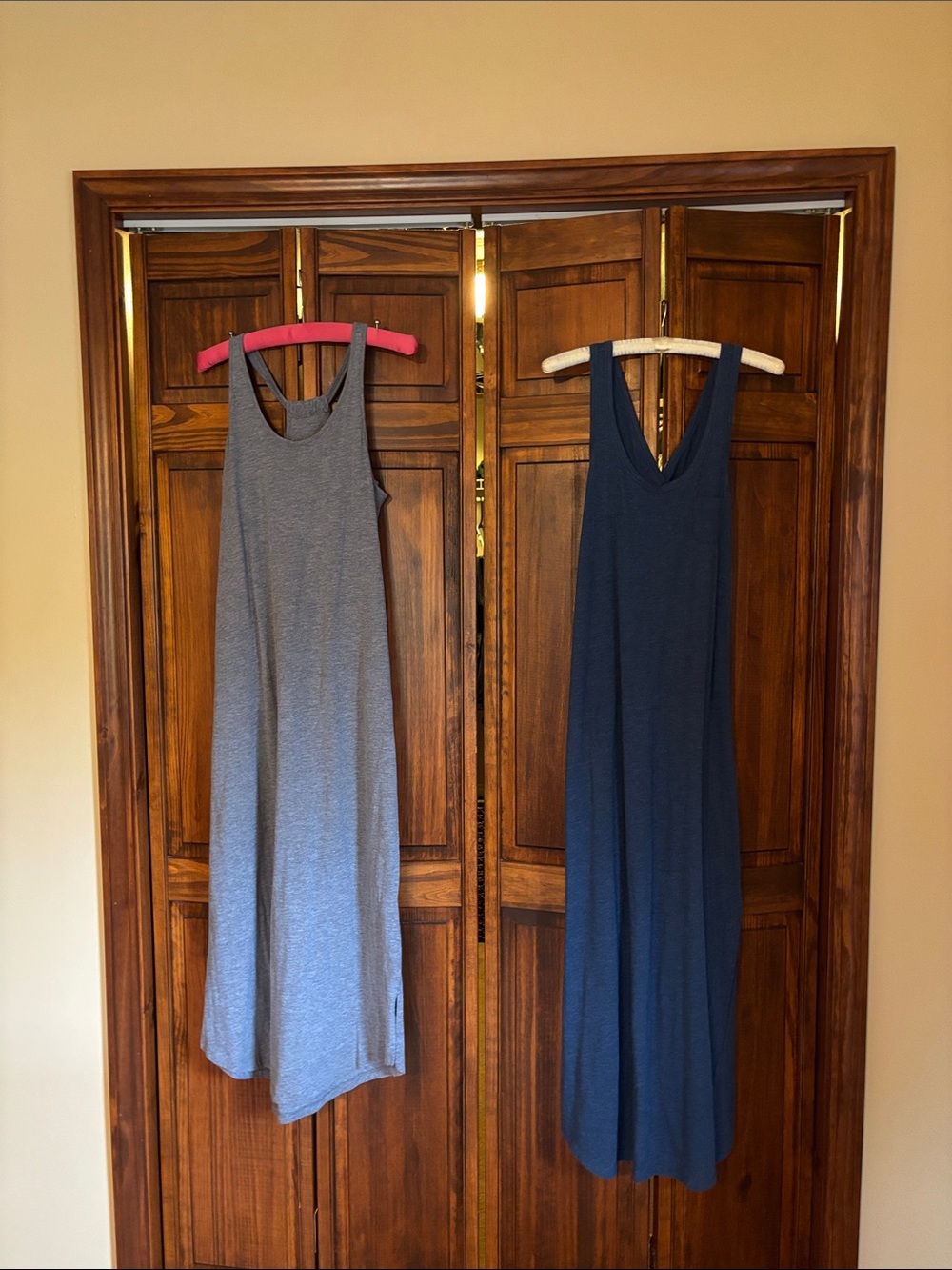 Gilligan & O'Malley Maxi Dress Duo - Navy and Heather Gray